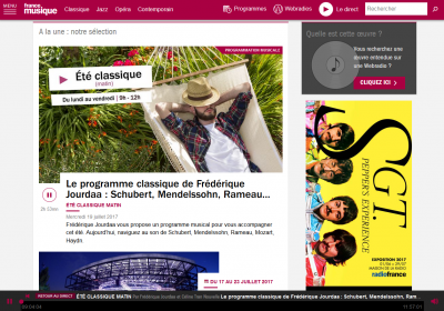 L'écoute en un clic depuis la page d'accueil de francemusique.fr